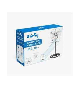 3İN1 KULLANIM 18 İNÇ 45 CM SANAYİ TİPİ AYAKLI VANTİLATÖR 5-METAL PERVANE 3-KADEME HIZ 75WY:150CM FAN (5343)