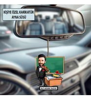 Kişiye Özel Karikatür Öğretmen Ayna Süsü – Araç İçi Öğretmene Hediye