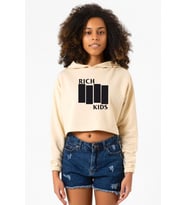 G-Dragon Rich Kids Bej Kadın Crop Kapşonlu