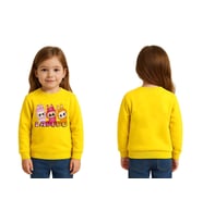 Unisex Labubu Baskılı Çocuk Swaetshirt 3 İplik Şardonlu (Sarı)