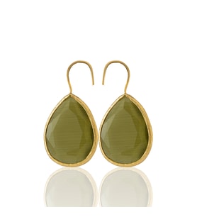 Kadir Jewellery 22 Ayar Altın Kaplama Damla Taşlı Küpe -El İşçiliği Ve Hipoalerjenik Küpe