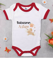 BK Kids Babasının Aslanı Tasarımlı Kırmızı Bebek Body Zıbın-1