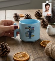 Kişiye Özel Karikatürlü Erkek Eczacı T Pastel Kupa Tıp Bayramı Hediyesi