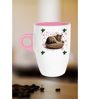 Yeni Yıl Uykucu Kedi Baskılı Kupa Bardak Porselen Latte Filtre Kahve Fincanı