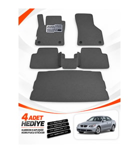 e-biz BMW 5 SERİSİ-E60-SEDAN (2004-2010) Uyumlu EVA Oto Paspas Bagaj Paspası Dahil Koyu Gri