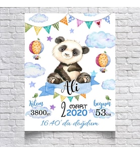 Mavi Panda Temalı Yaş Panosu