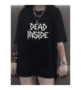 Baskılı Oversize Bisiklet Yaka T-shirt - Siyah