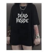 Baskılı Oversize Bisiklet Yaka T-shirt - Siyah