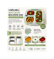 Beslenme Kabı Sızdırmaz Kapaklı Metal 3 Bölmeli 800ml