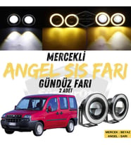 Fiat Doblo D1 2000-2005 Uyumlu Mercekli Angel Sis Farı Metal 76 mm Sarı Halkalı Gündüz Farı 2 Adet
