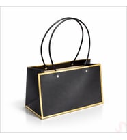 Altın Çerçeveli Karton Hediye Çantası  22×14×11 cm – Siyah