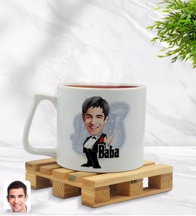 BK Gift Kişiye Özel Baba Godfather Karikatürlü Middle Beyaz Kupa Bardak Model 1