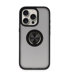 Apple İphone 16 Pro Max Kılıf Montreal Yüzüklü Silikon Kapak - Siyah