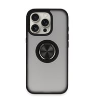 Apple İphone 16 Pro Max Kılıf Montreal Yüzüklü Silikon Kapak - Siyah