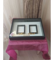 40x50 Cm Siyah Çift Fotoğraf Bölümlü Çerçeve! İsimli+Ledli! Gül Anı Çerçevesi