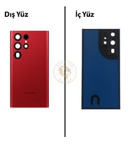 Samsung S22 Ultra Kırmızı Arka Pil Kapağı Batarya Kapağı Lazer Kesim Back Cover
