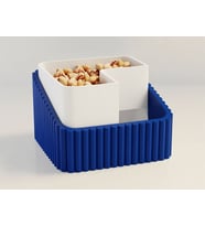 3D Baskı Fıstık Kasesi - Çift Hazneli Kabuk Ayırıcı Sunum Kasesi - Mavi Beyaz