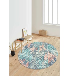 Dijital Baskılı Kaymaz Taban Yıkanabilir Yuvarlak Salon Halısı Koridor Halısı Paspas NDY-HT-110 (Mavi)