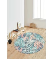 Dijital Baskılı Kaymaz Taban Yıkanabilir Yuvarlak Salon Halısı Koridor Halısı Paspas NDY-HT-110 (Mavi)