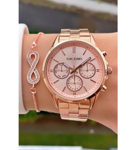 Tom Jones MRD11672 Rose Gold Renk Kadın Kol Saati Bileklik Hediyeli