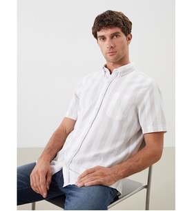 LCWAIKIKI Classic Bej Regular Fit Armürlü Cepli Erkek Gömlek