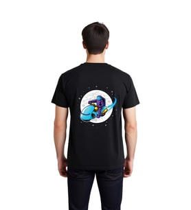 Retro Roket Motosiklet Astronot Baskılı Erkek Tişört