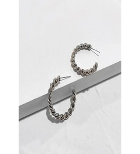 Kadın Küpe Kesik Halka Sık Burgu 2,5cm Küpe (Gümüş)