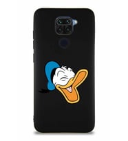Xiaomi Redmi Note 9 Soft Premier Kapak Donald Duck-E Tasarımlı Silikon Kılıf - Siyah (Şeffaf)