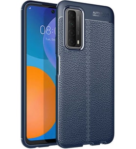 Huawei P Smart 2021 Deri Görünümlü Firo Silikon Kılıf (Mavi)