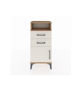 Arges Komodin Tek Raflı 2 Çekmeceli Tek Kapaklı 44x30x96 Çam-Aytaşı