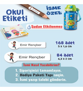 Okul Etiketi Kalem Defter Etiketi Pow Petrol Temalı Özel İsim Yazılabilen Etiket - 252Adet