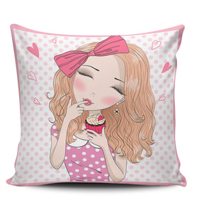Alkanhomes Fashion Girl Dijital Baskılı Kırlent Kılıfı