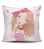 Alkanhomes Fashion Girl Dijital Baskılı Kırlent Kılıfı