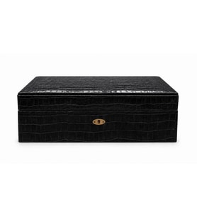Cohiba Siyah Timsah Desenli Dışı Deri Humidor Puro Kutusu TR9998