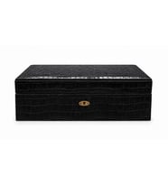 Cohiba Siyah Timsah Desenli Dışı Deri Humidor Puro Kutusu TR9998
