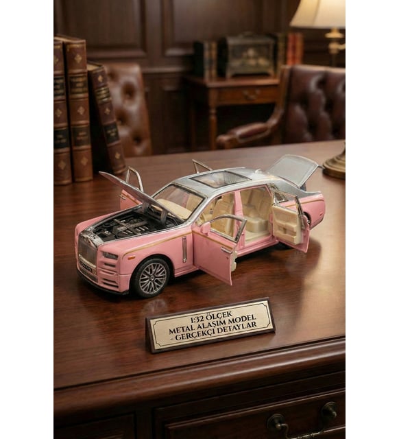 Rolls Royce Phantom 1:32 Ölçek Metal Model Araba - Pembe, Sesli ve