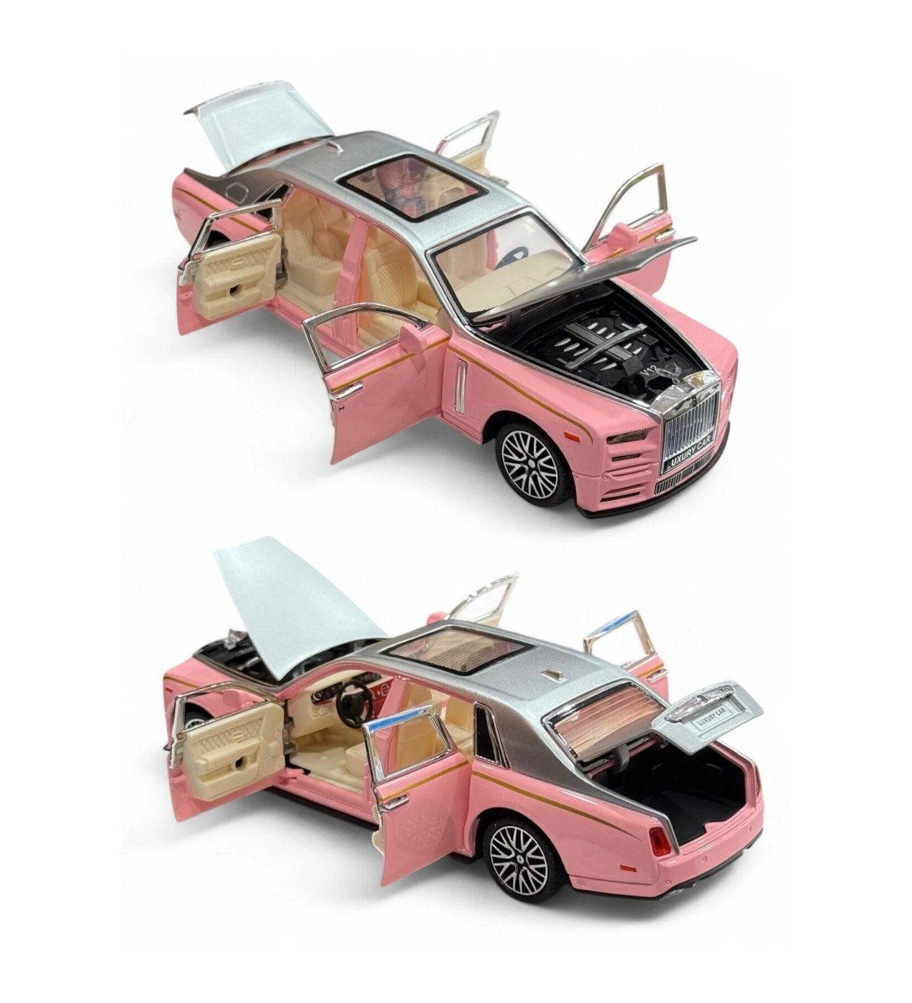 Rolls Royce Phantom 1:32 Ölçek Metal Model Araba - Pembe, Sesli ve