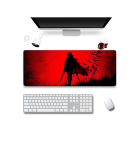 SonicTouch Crimson Siren Vampir Kadın Kırmızı Gamer Oyuncu Dikişsiz Klavye Mouse Pad 32x70Cm