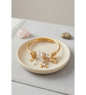Tşan Model Gold Renk Beyaz Charmlı Bileklik TJ-BB8673