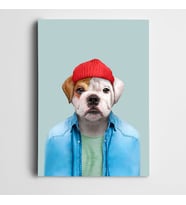 Kırmızı Bereli Köpek Kanvas Tablo