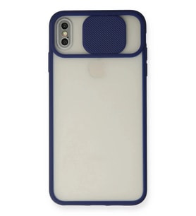 Durukar® iPhone XS Max Kılıf Palm Buzlu Kamera Sürgülü Silikon - Lacivert