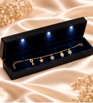 925 Ayar Gümüş Kadın Bileklik Altın Kaplama Gold Şans Modeli Premium Işıklı Kutulu