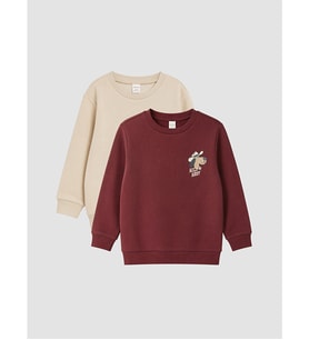 LCW Kids Bordo 2'li Baskılı Kalın Erkek Çocuk Sweatshirt