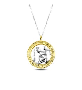 925 Ayar Gümüş Gold Kova Burcu Gümüş Kolye