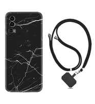 General Mobile Gm 23 Kılıf Resimli Boyun Askılı İpli Desenli Silikon Siyah Mermer 1299