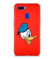 Oppo A12 Soft Premier Kapak Donald Duck-F Tasarımlı Silikon Kılıf - Kırmızı (Şeffaf)