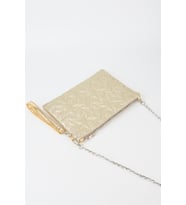Kadın Sarı Simli Yıldız Nakışlı Suni Deri Bilek Ve Zincir Askılı Portföy El Ve Clutch Çanta