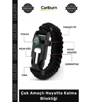 #Bileklik Kamp Outdoor Paracord Pusula Çakmaktaşı Düdük Çakı Çok Amaçlı Hayatta Kalma Bilekliği