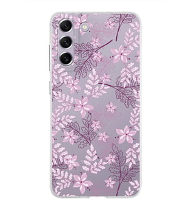 Samsung Galaxy S21 FE Kapak Floral Pudra Tasarımlı Şeffaf Silikon Kılıf