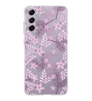 Samsung Galaxy S21 FE Kapak Floral Pudra Tasarımlı Şeffaf Silikon Kılıf